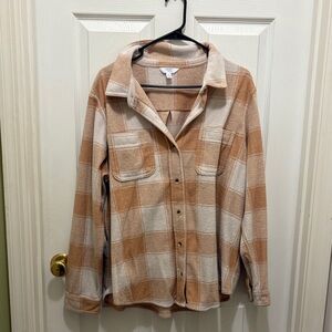 Tan Plaid button up Shaket